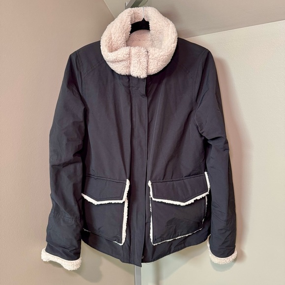 Women’s size M‎ Thread & Supply black cotton blend jacket faux shearling medium - Picture 1 of 5